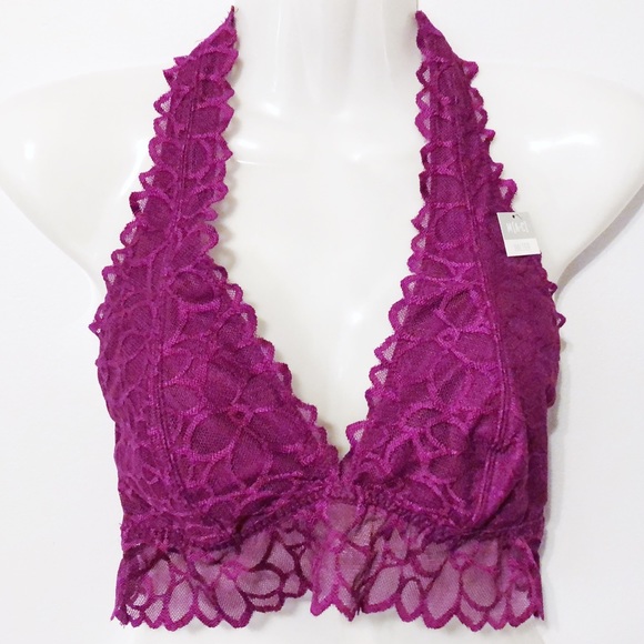 Victoria’s Secret PINK M Lace Halter Top Magenta - Picture 8 of 8